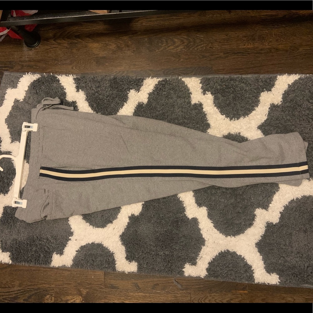 Pacsun Gray Sweatpants w/ Navy Blue/White Stripe